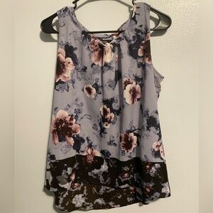 Simply Vera Wang Floral Sleeveless Top Blouse - Purple and Black